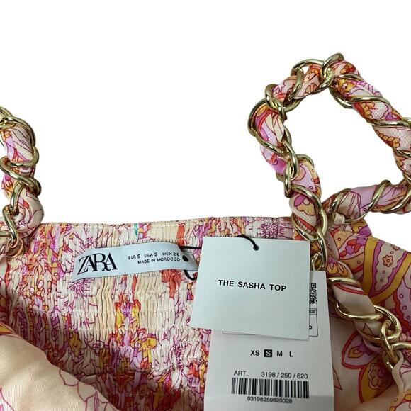 ZARA Crop‎ Top S Floral Wrap Y2K Indie Sleaze Fairycore Cottagecore Boho - Picture 4 of 8